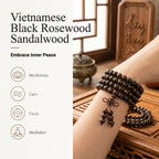 Natural Vietnamese Black Rosewood Traditional Chinese Prayer Beads (Artisanal Meditation Edition)