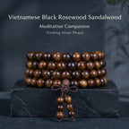 Natural Vietnamese Black Rosewood Traditional Chinese Prayer Beads (Artisanal Meditation Edition)