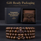 Natural Vietnamese Black Rosewood Traditional Chinese Prayer Beads (Artisanal Meditation Edition)