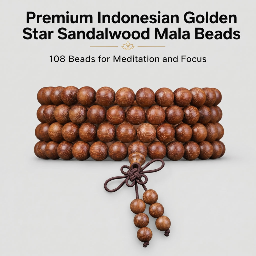 Natural Indonesian Starry Purple Sandalwood Chinese Prayer Beads (Golden Flecks Artisan Edition)