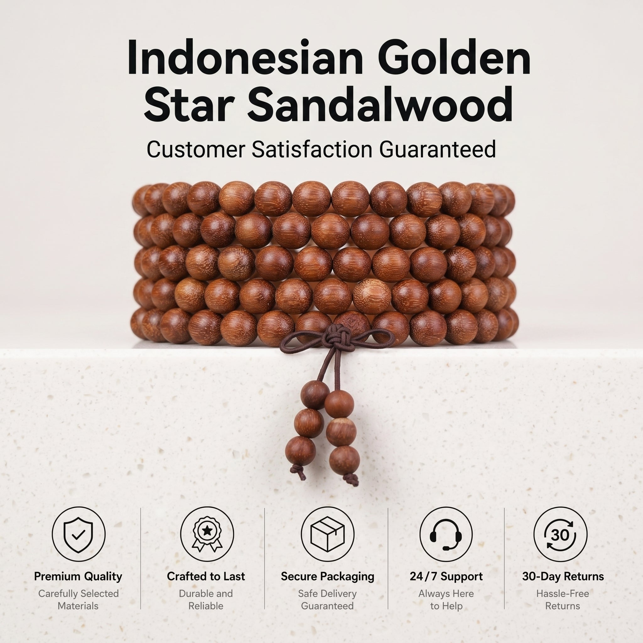 Natural Indonesian Starry Purple Sandalwood Chinese Prayer Beads (Golden Flecks Artisan Edition)