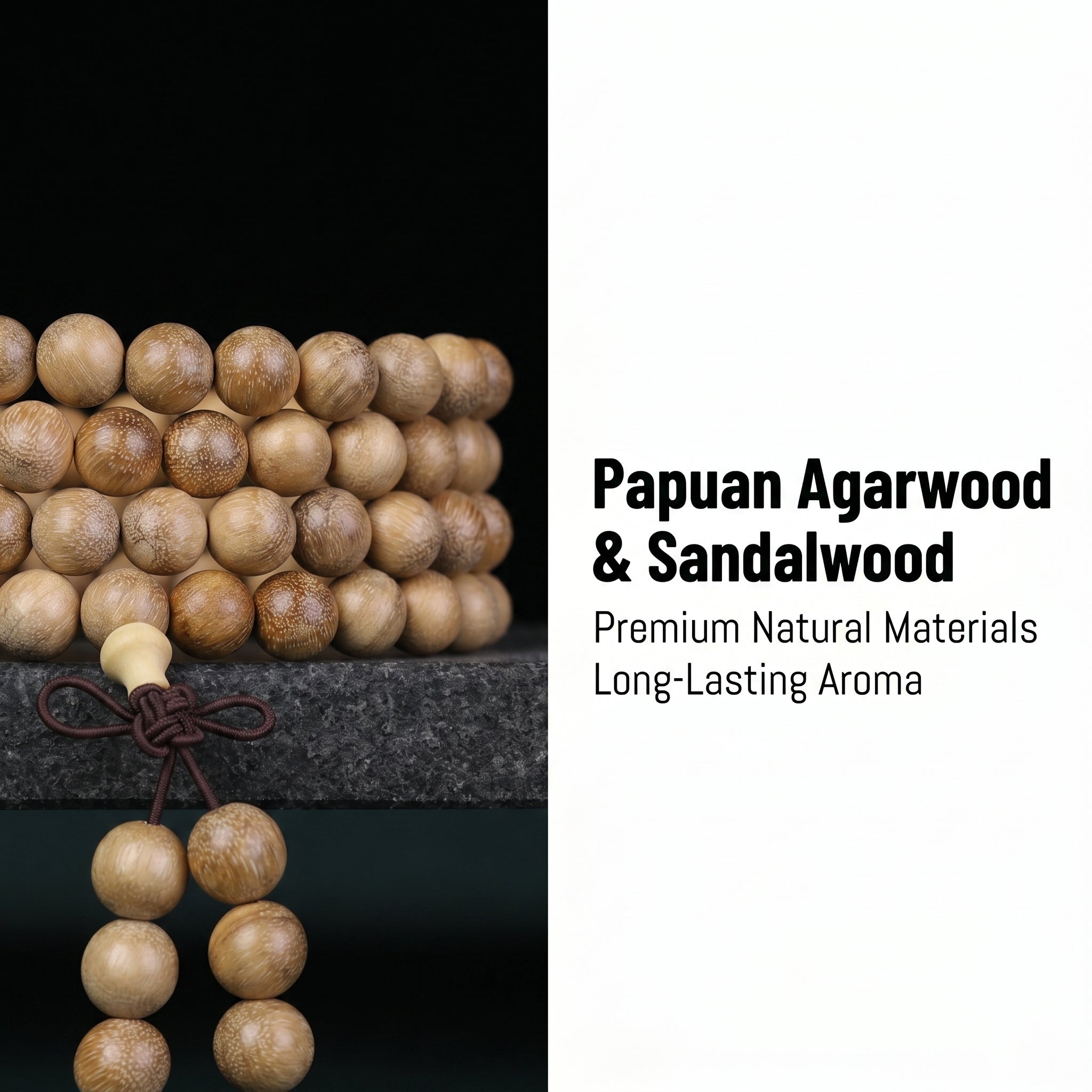Natural Papua Agarwood Hand-Carved Chinese Prayer Beads (Exotic Oud Meditation Edition)