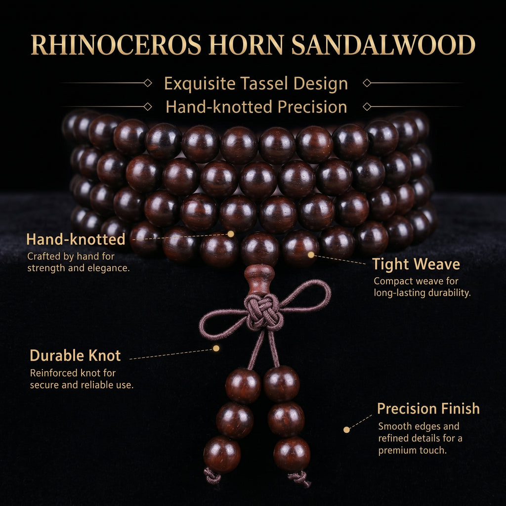 Natural Purple Sandalwood Traditional Chinese Prayer Beads (Rare Horn-Texture Artisan Edition)
