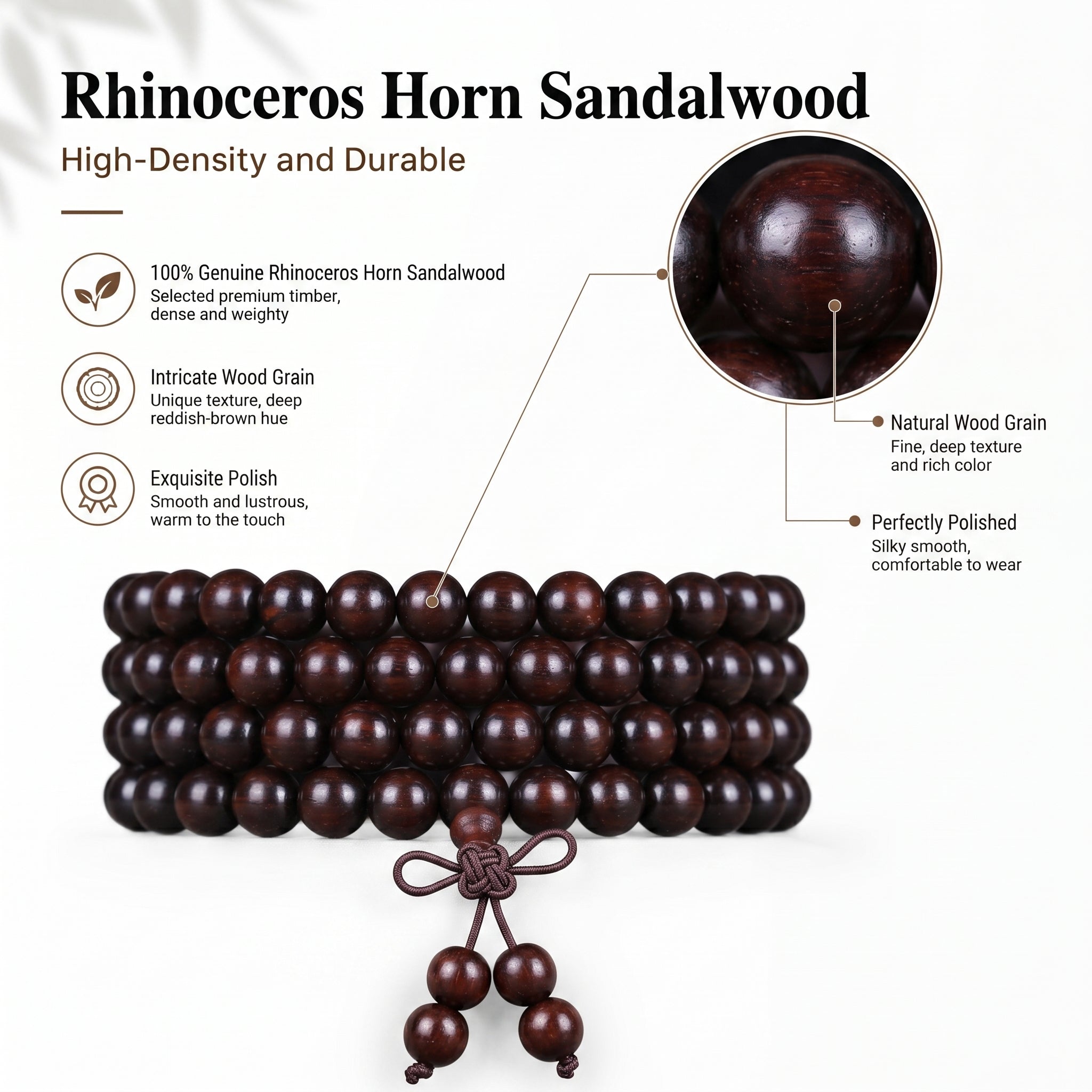 Natural Purple Sandalwood Traditional Chinese Prayer Beads (Rare Horn-Texture Artisan Edition)