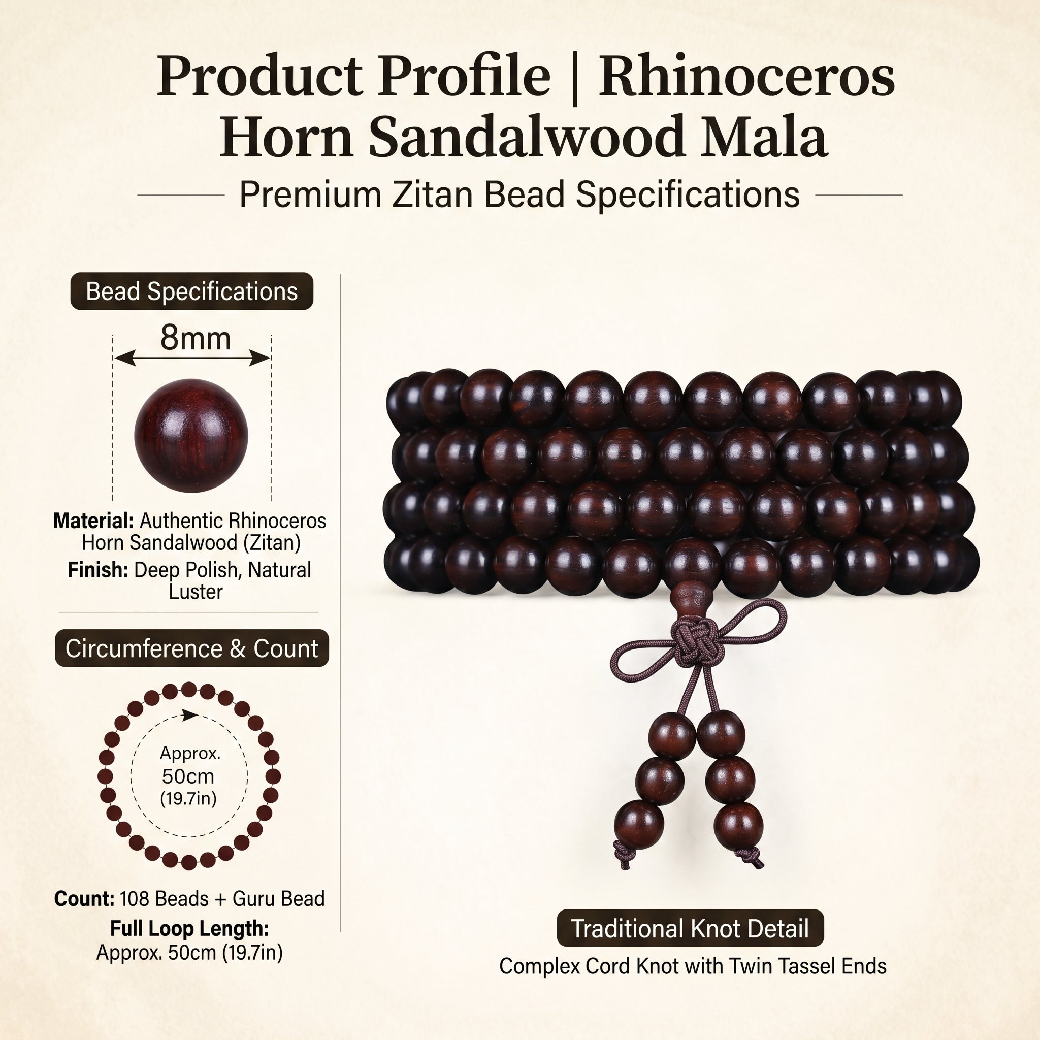 Natural Purple Sandalwood Traditional Chinese Prayer Beads (Rare Horn-Texture Artisan Edition)
