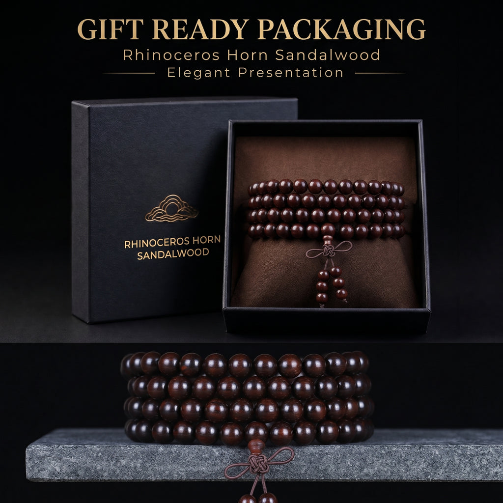 Natural Purple Sandalwood Traditional Chinese Prayer Beads (Rare Horn-Texture Artisan Edition)