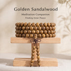 Natural Gold-Thread Ebony 108 Mala Beads Traditional Chinese Prayer Necklace (Artisanal Chanting Edition)
