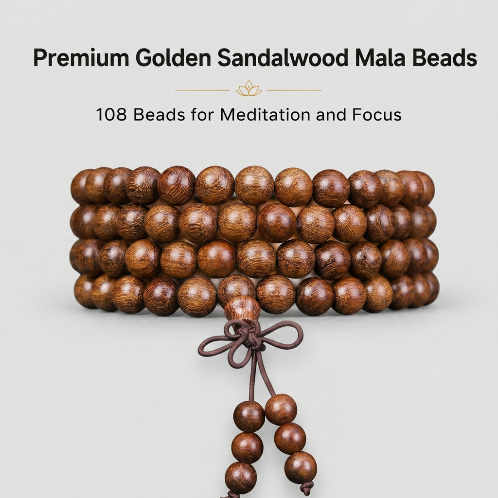 Natural Gold-Thread Ebony 108 Mala Beads Traditional Chinese Prayer Necklace (Artisanal Chanting Edition)