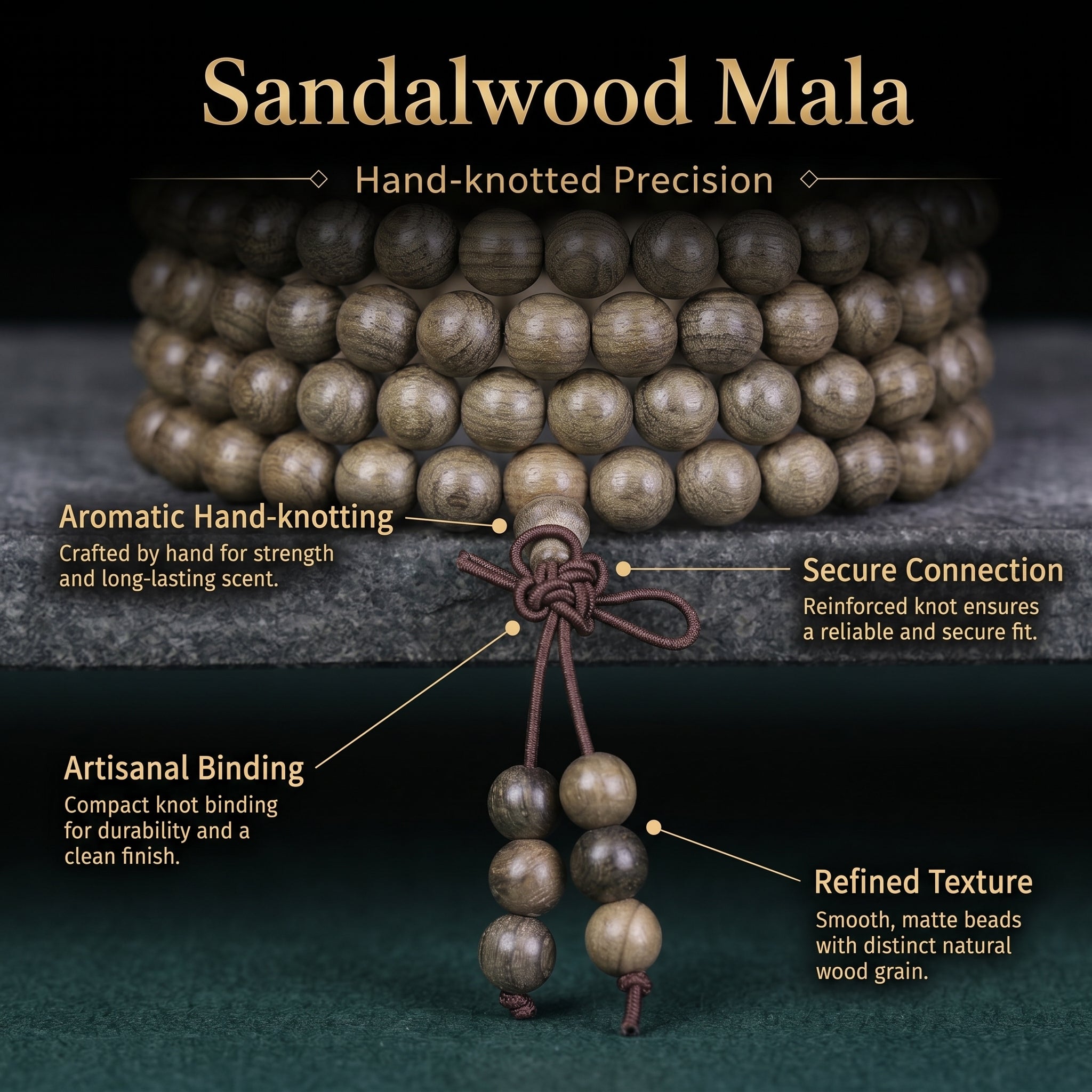 Ancient Bogwood 108 Mala Beads Traditional Chinese Prayer Necklace (Artisanal Zen Edition)