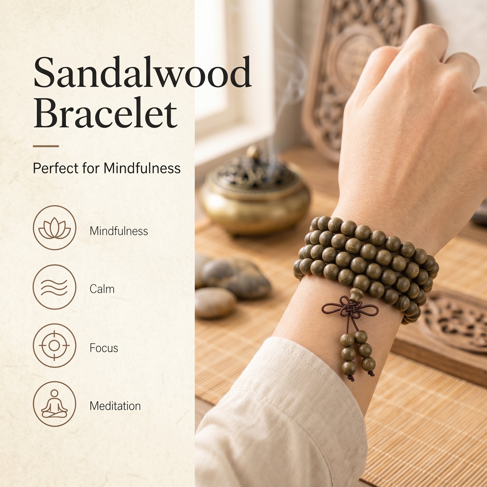 Ancient Bogwood 108 Mala Beads Traditional Chinese Prayer Necklace (Artisanal Zen Edition)