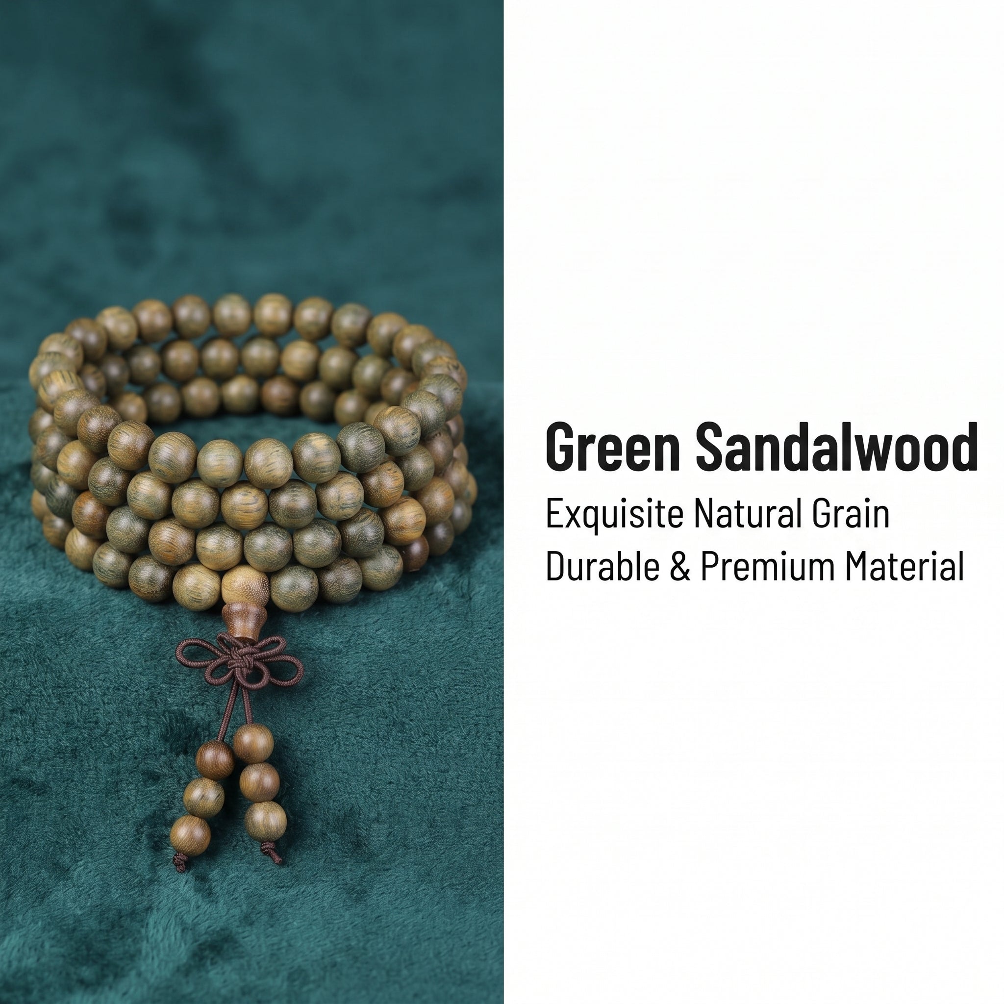 Natural Green Sandalwood Traditional Chinese Prayer Beads (Scented Color-Changing Edition)