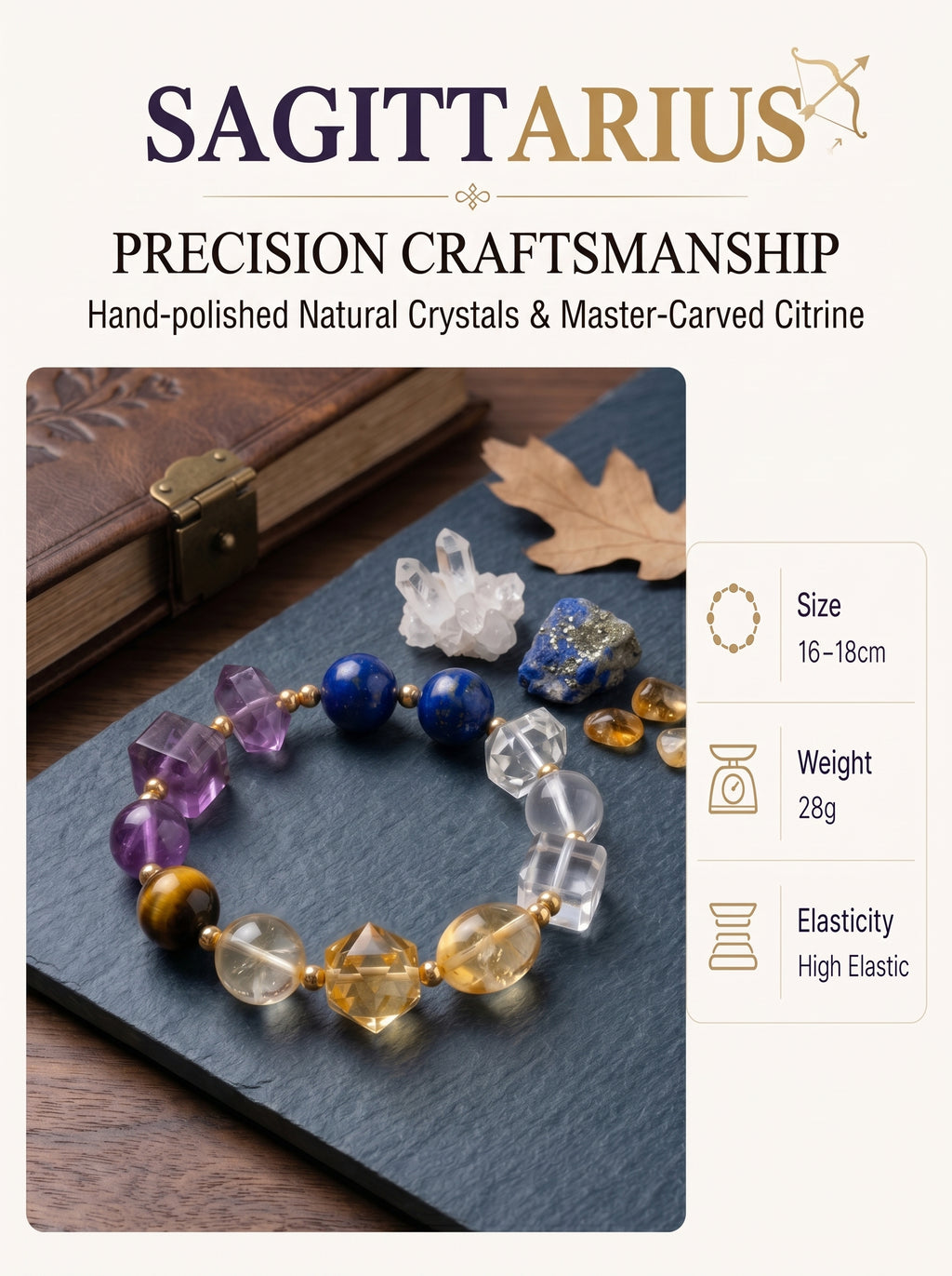 Sagittarius Cosmic Luck Crystal Bracelet | Citrine & Green Aventurine Talisman
