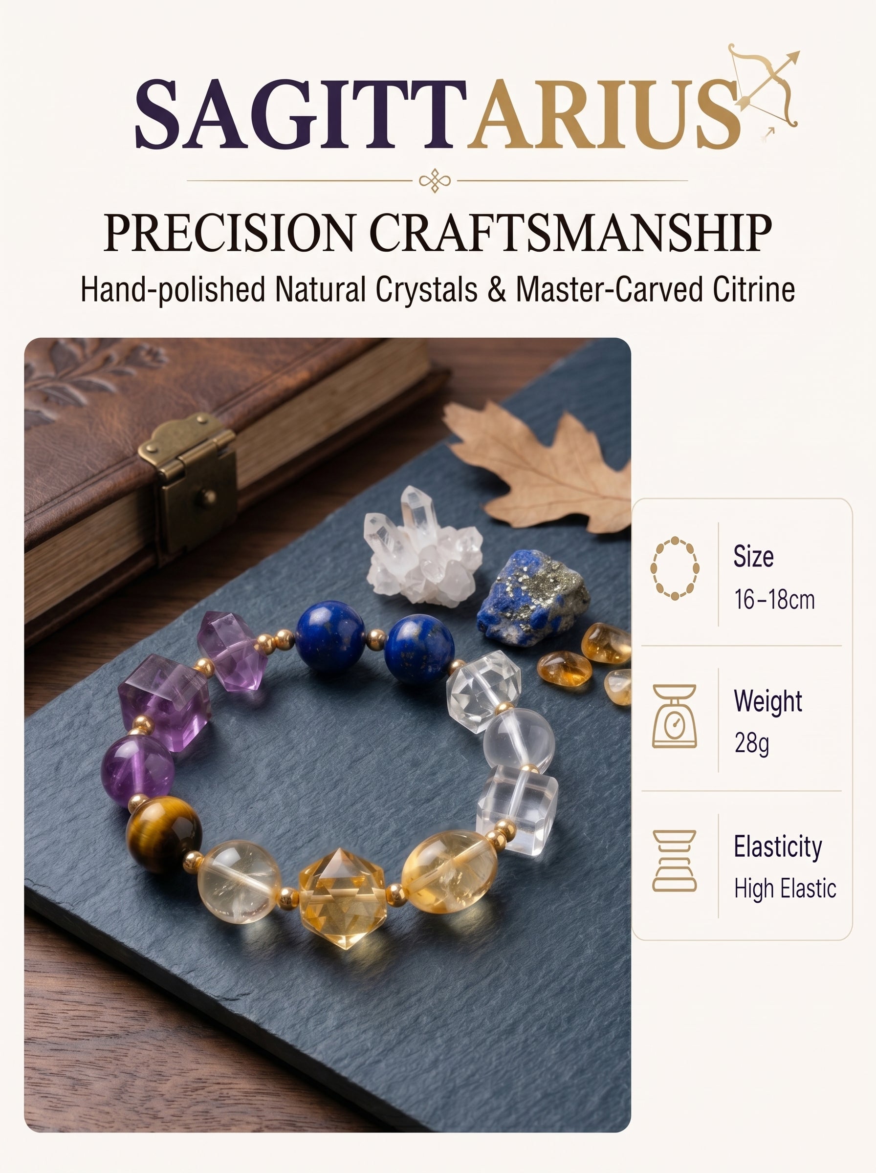 Sagittarius Cosmic Luck Crystal Bracelet | Citrine & Green Aventurine Talisman