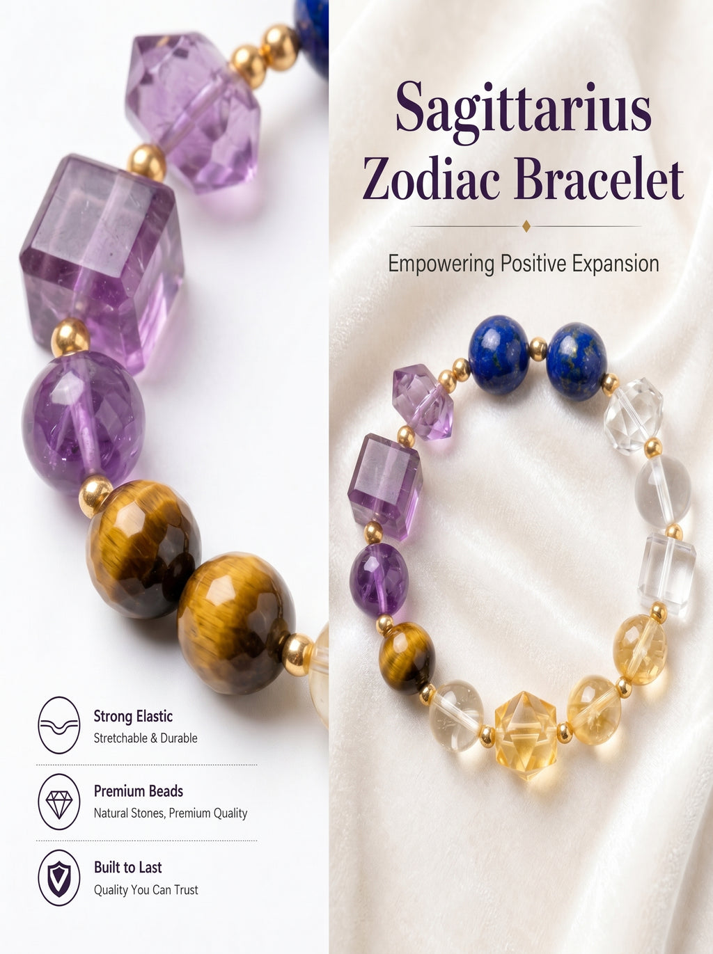 Sagittarius Cosmic Luck Crystal Bracelet | Citrine & Green Aventurine Talisman