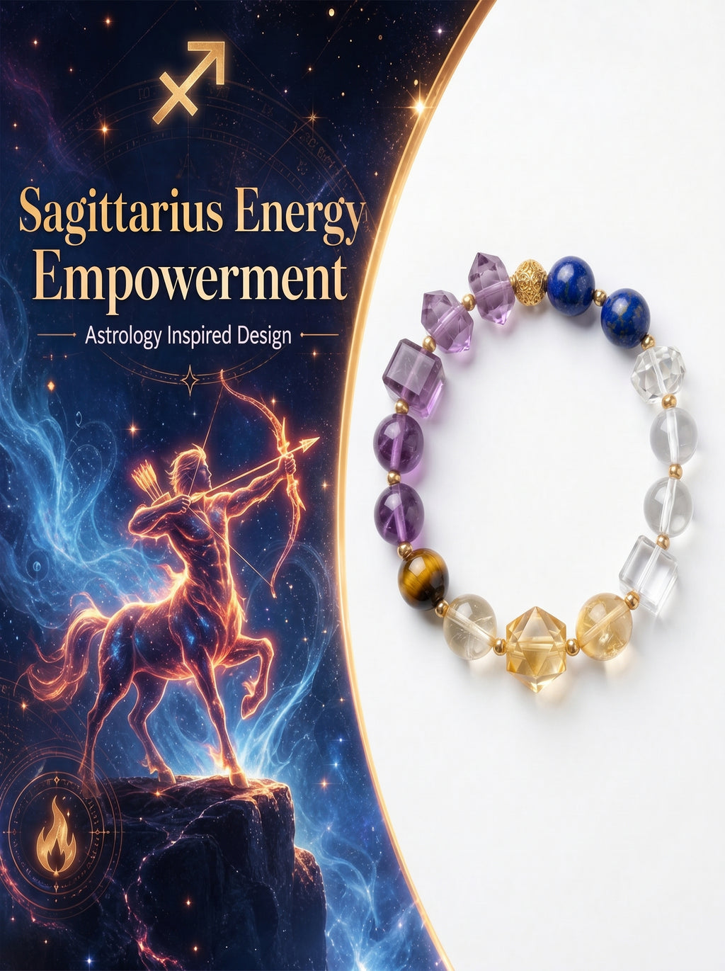 Sagittarius Cosmic Luck Crystal Bracelet | Citrine & Green Aventurine Talisman