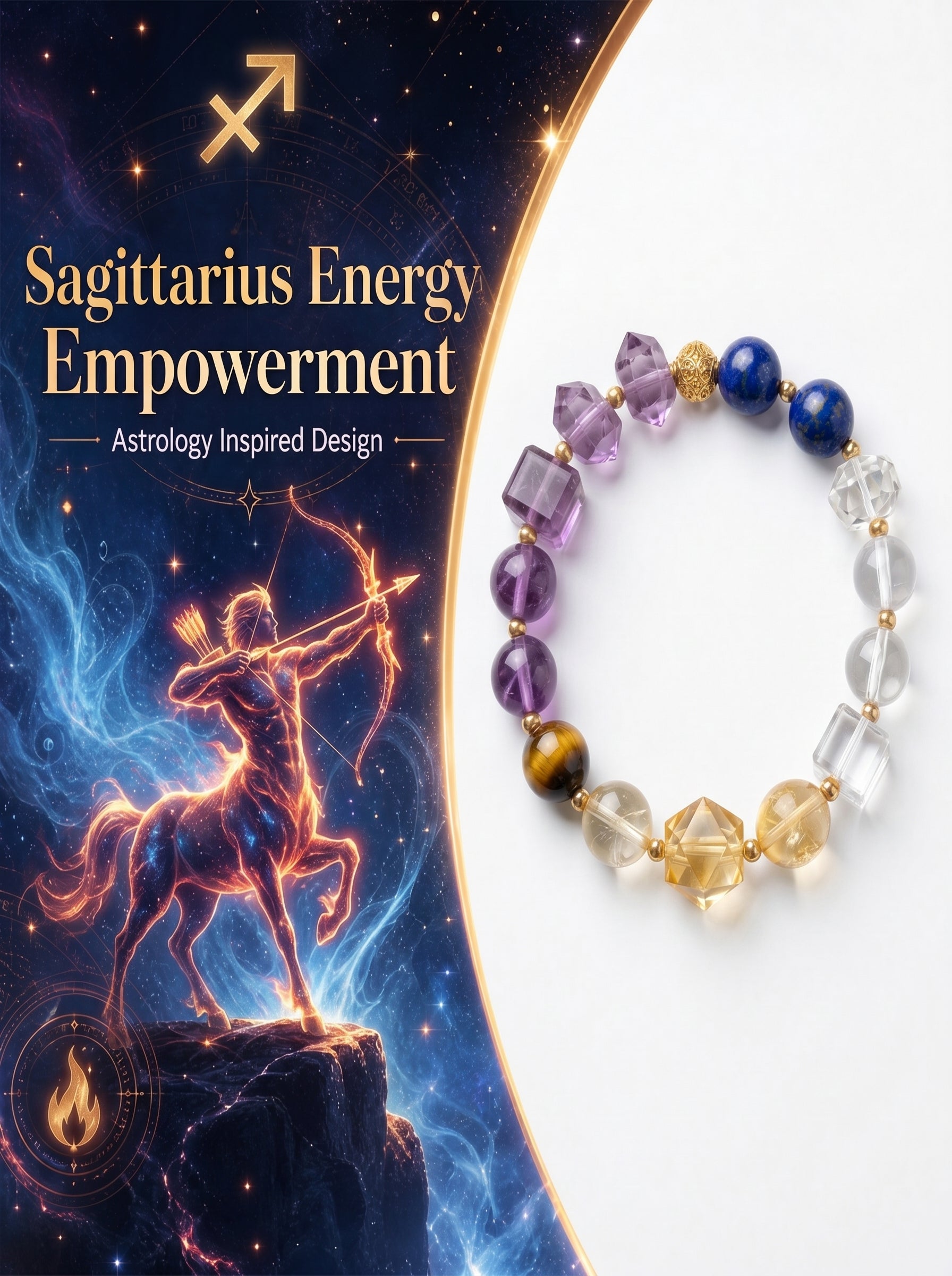 Sagittarius Cosmic Luck Crystal Bracelet | Citrine & Green Aventurine Talisman