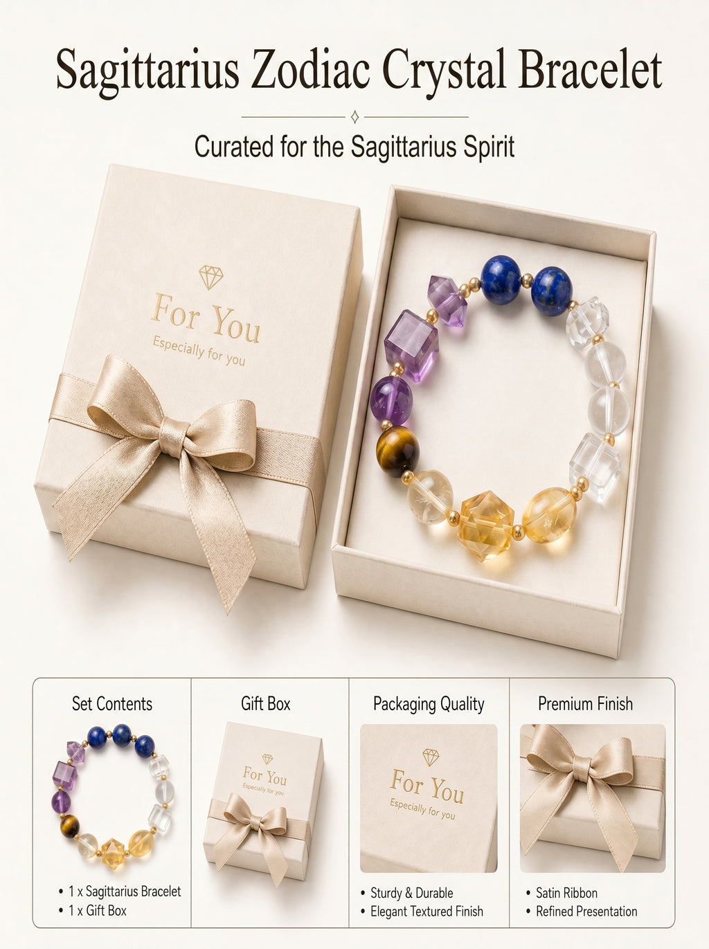 Sagittarius Cosmic Luck Crystal Bracelet | Citrine & Green Aventurine Talisman