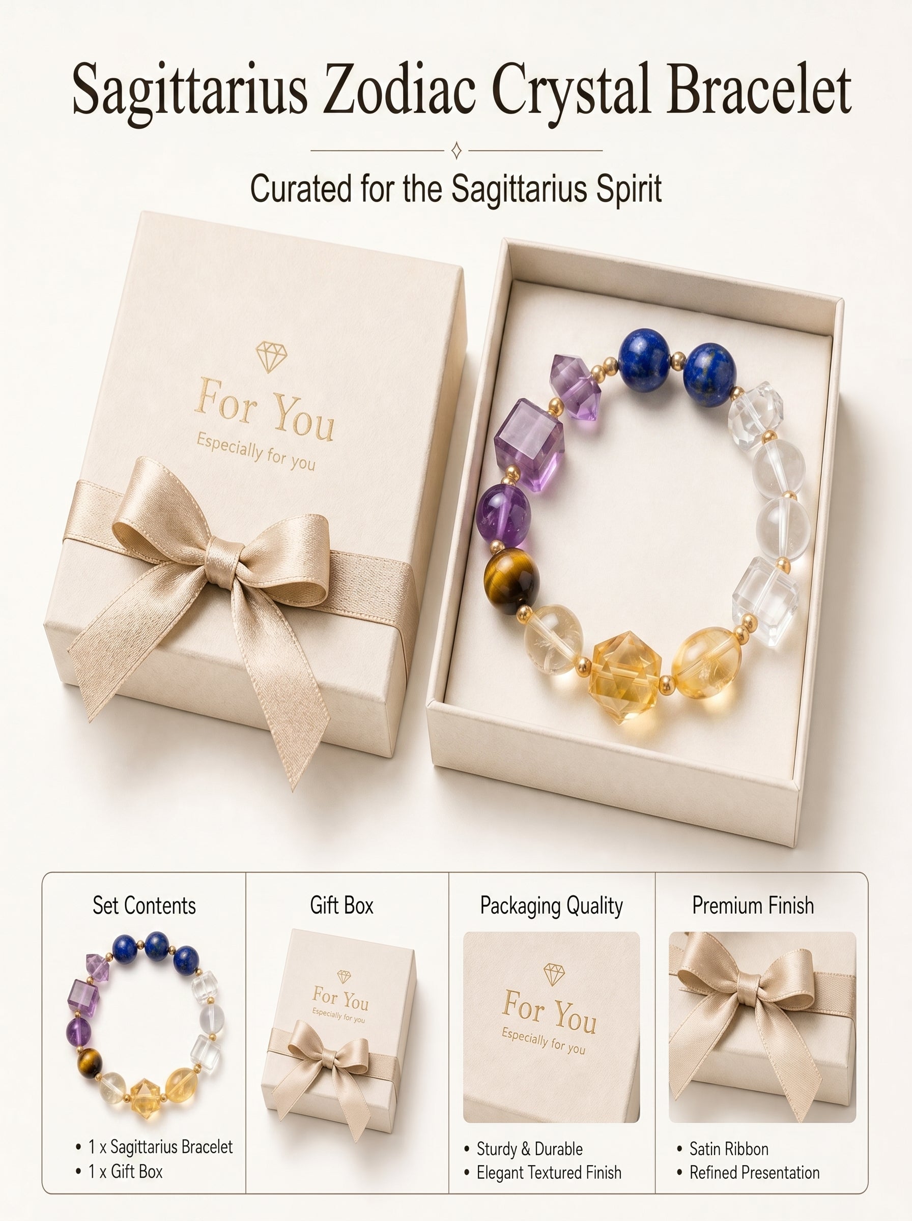 Sagittarius Cosmic Luck Crystal Bracelet | Citrine & Green Aventurine Talisman