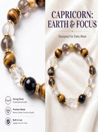 Capricorn Sovereign Shield Crystal Bracelet | Obsidian & Smoky Quartz Talisman