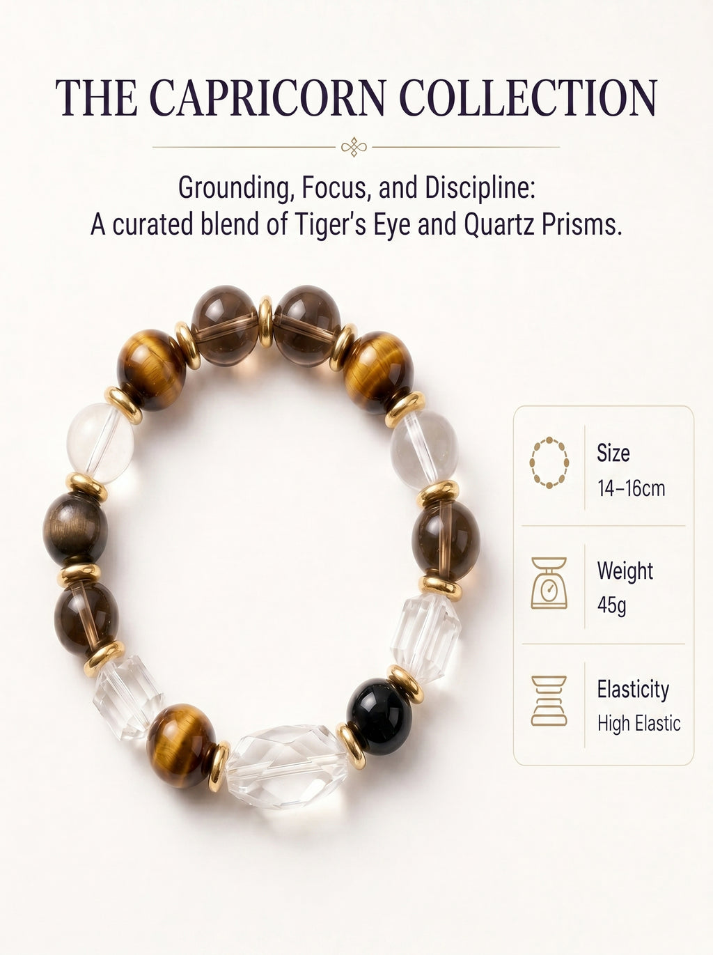 Capricorn Sovereign Shield Crystal Bracelet | Obsidian & Smoky Quartz Talisman