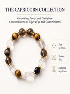 Capricorn Sovereign Shield Crystal Bracelet | Obsidian & Smoky Quartz Talisman