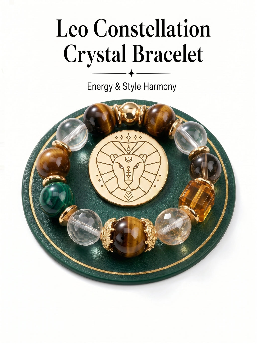 Leo Sovereign Command Crystal Bracelet | Obsidian & Tiger's Eye Talisman