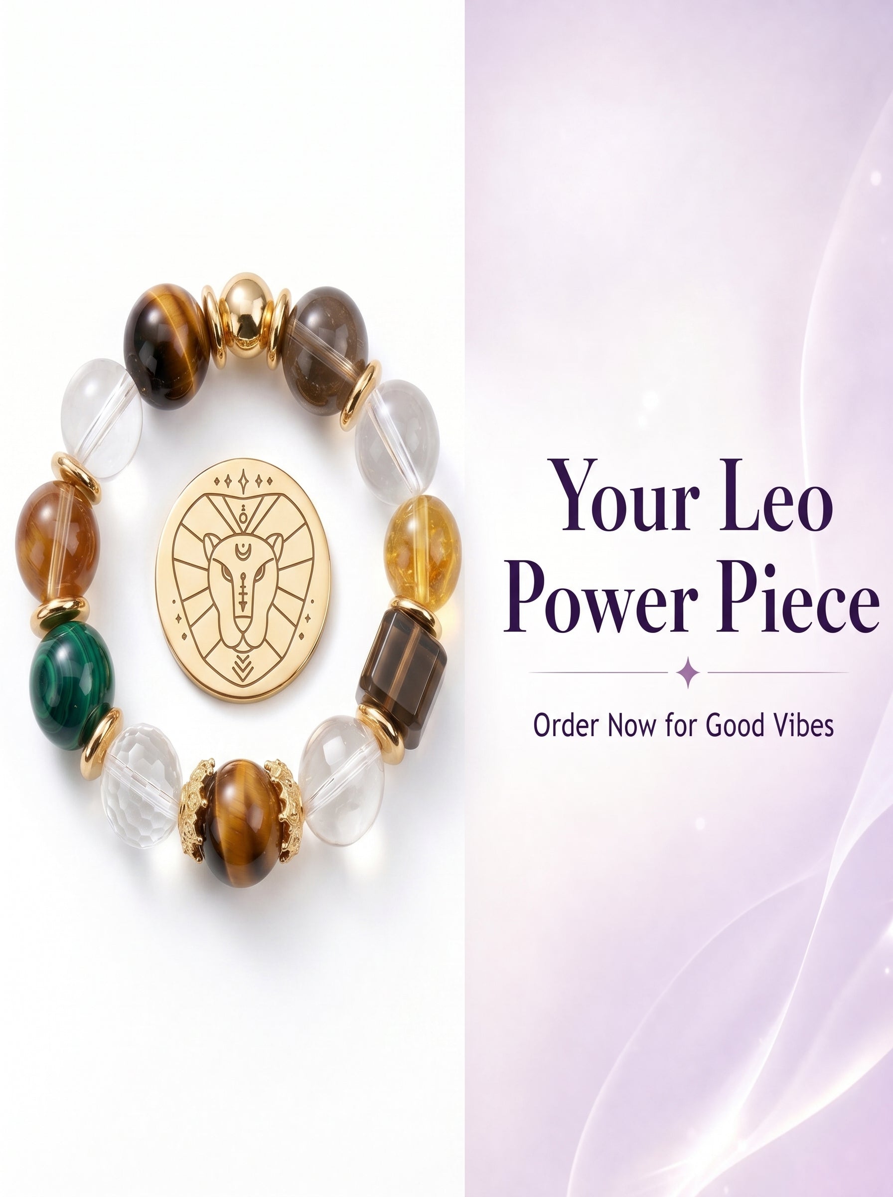 Leo Sovereign Command Crystal Bracelet | Obsidian & Tiger's Eye Talisman