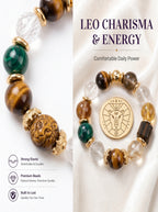 Leo Sovereign Command Crystal Bracelet | Obsidian & Tiger's Eye Talisman