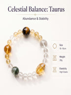 Taurus Sovereign Abundance Crystal Bracelet | Green Phantom & Citrine Talisman
