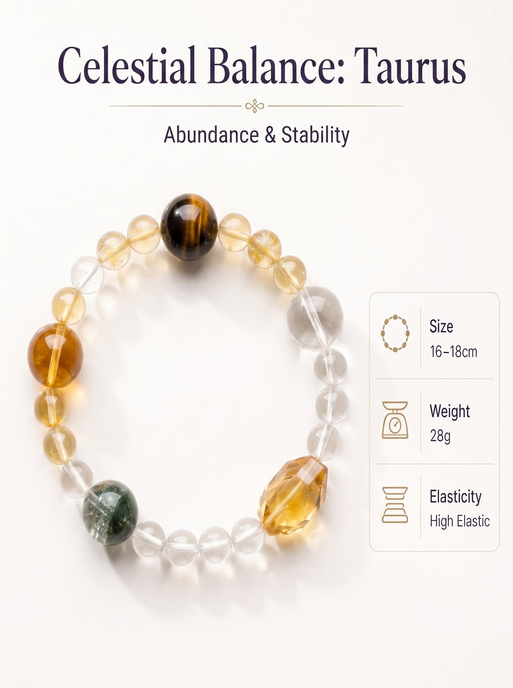 Taurus Sovereign Abundance Crystal Bracelet | Green Phantom & Citrine Talisman