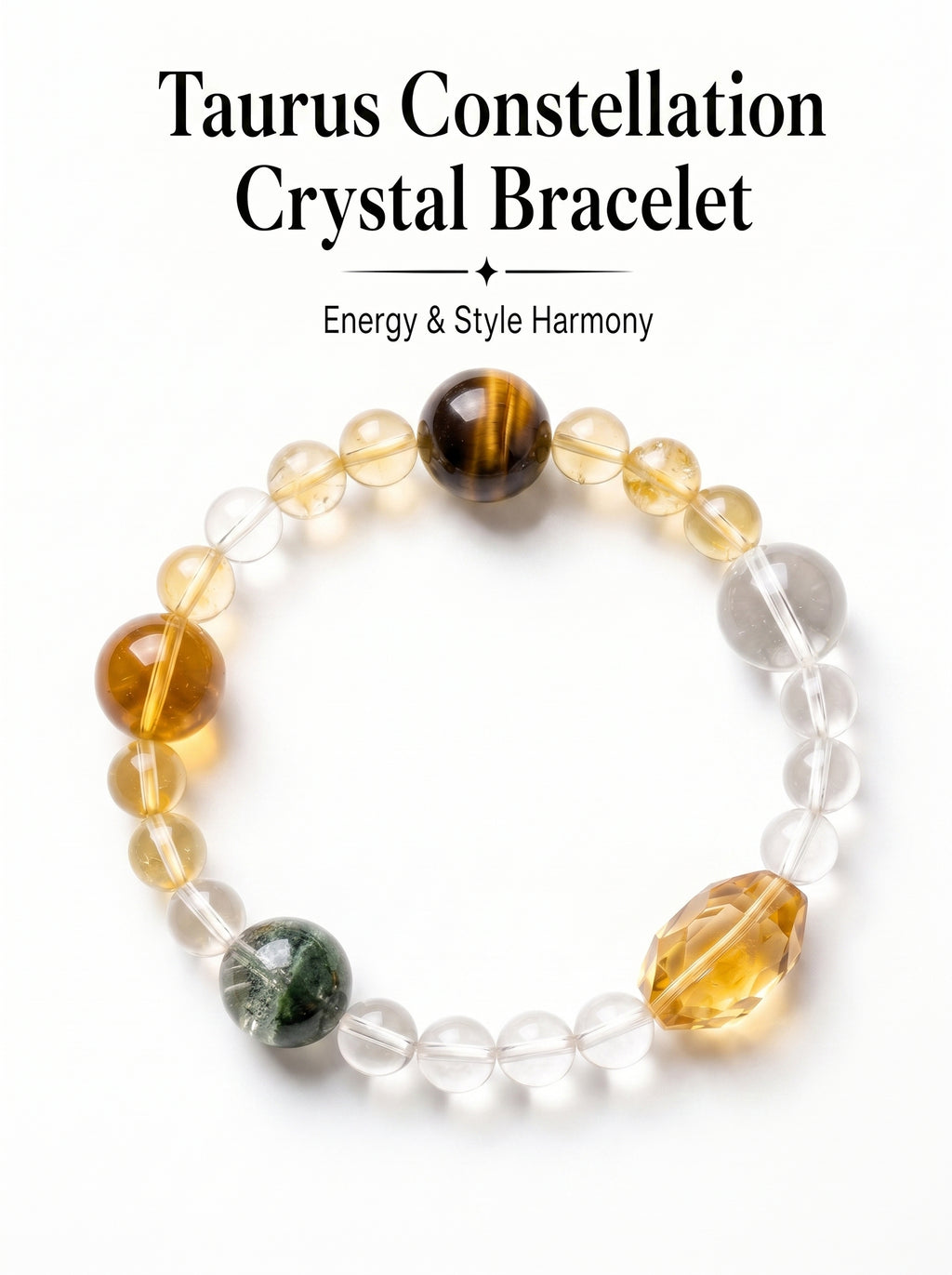 Taurus Sovereign Abundance Crystal Bracelet | Green Phantom & Citrine Talisman