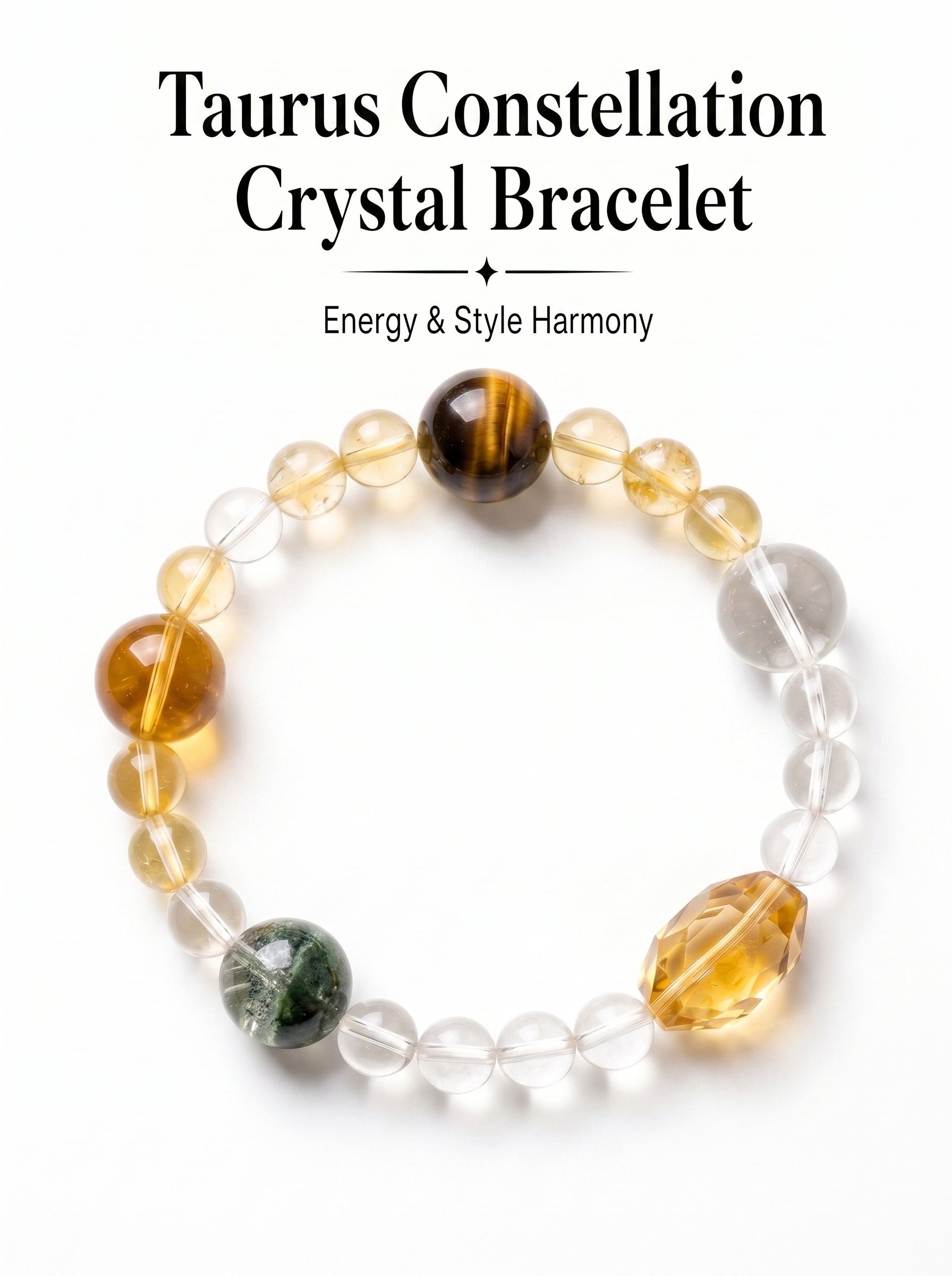 Taurus Sovereign Abundance Crystal Bracelet | Green Phantom & Citrine Talisman