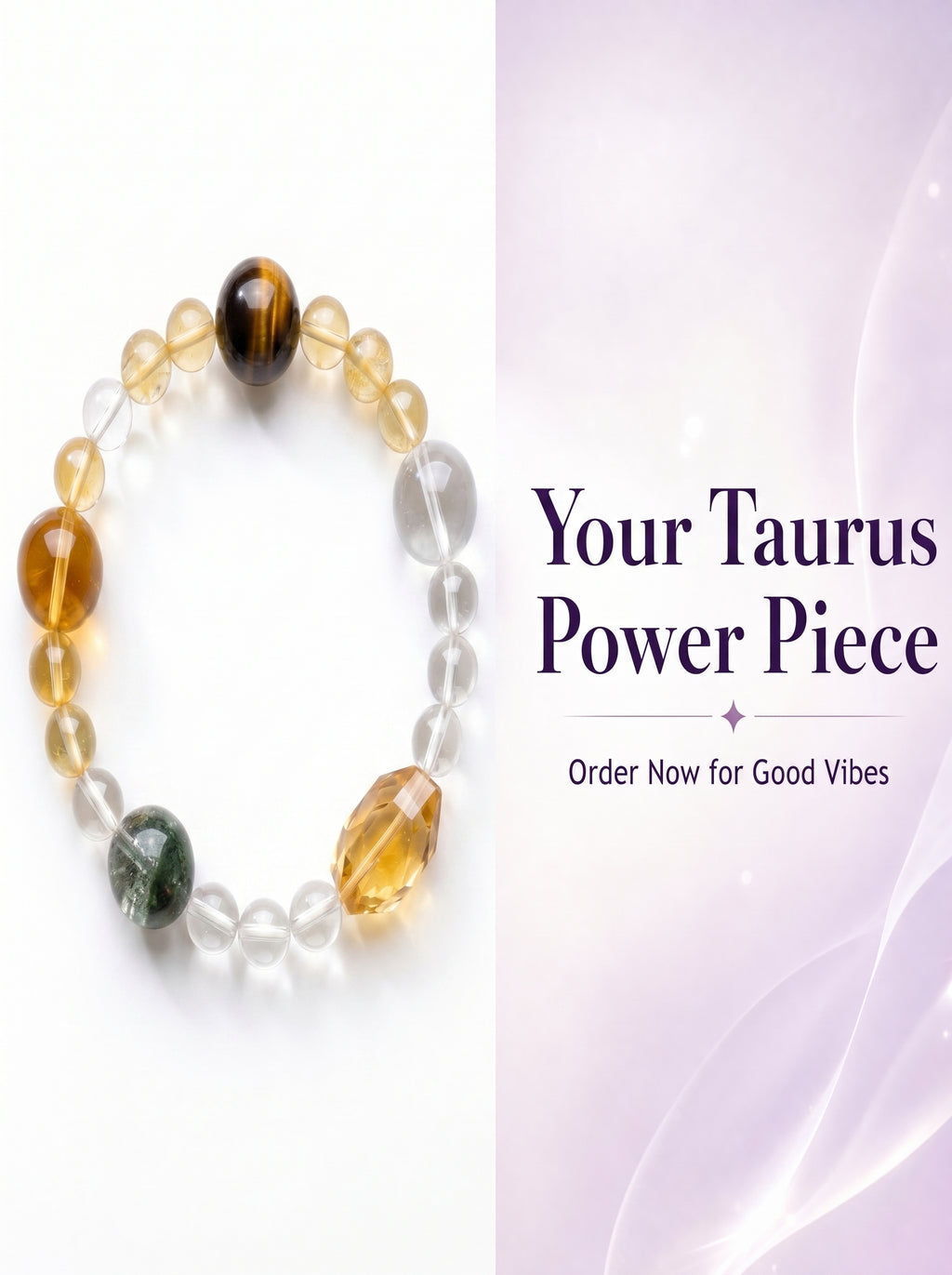 Taurus Sovereign Abundance Crystal Bracelet | Green Phantom & Citrine Talisman