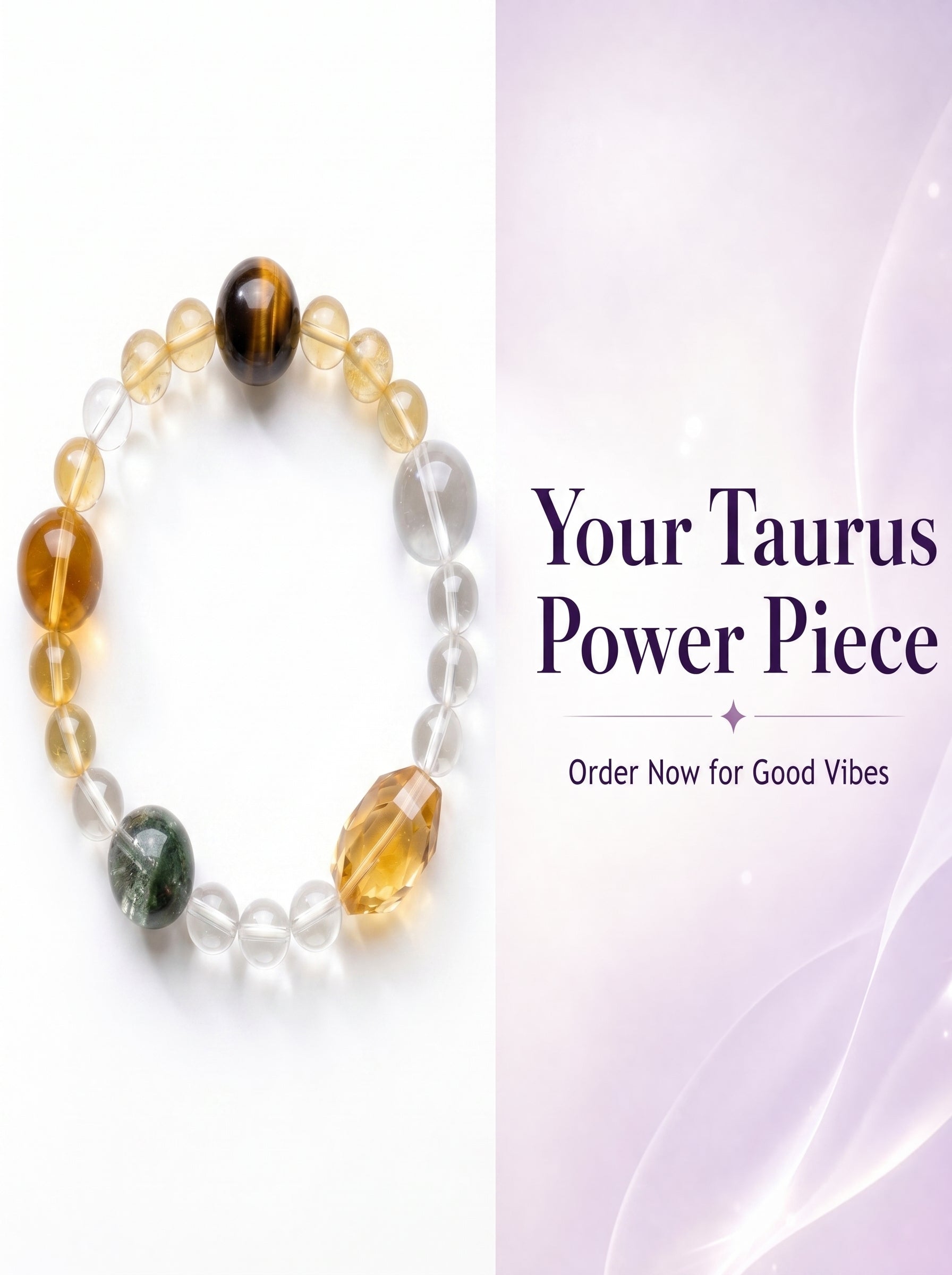 Taurus Sovereign Abundance Crystal Bracelet | Green Phantom & Citrine Talisman