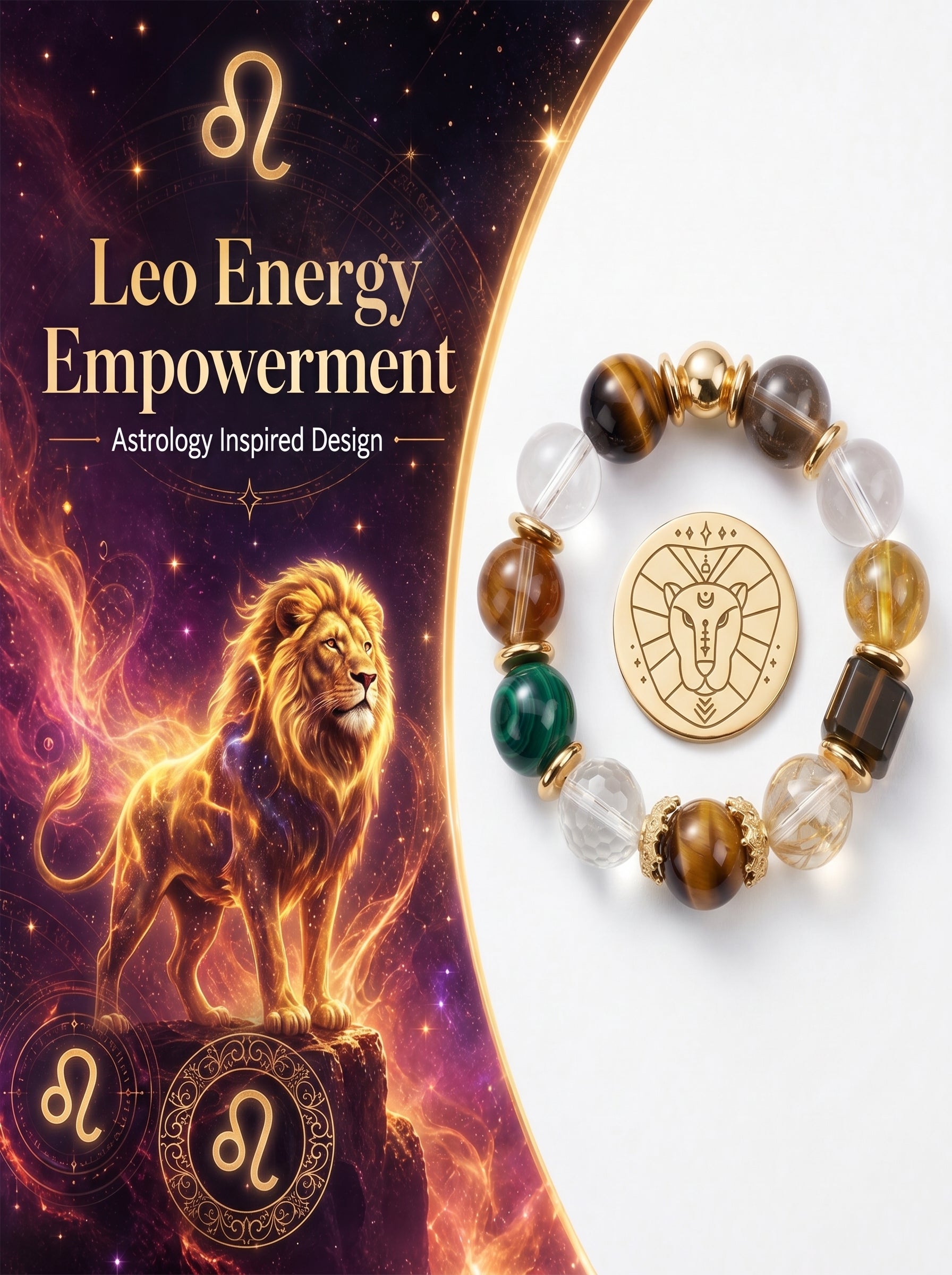 Leo Sovereign Command Crystal Bracelet | Obsidian & Tiger's Eye Talisman