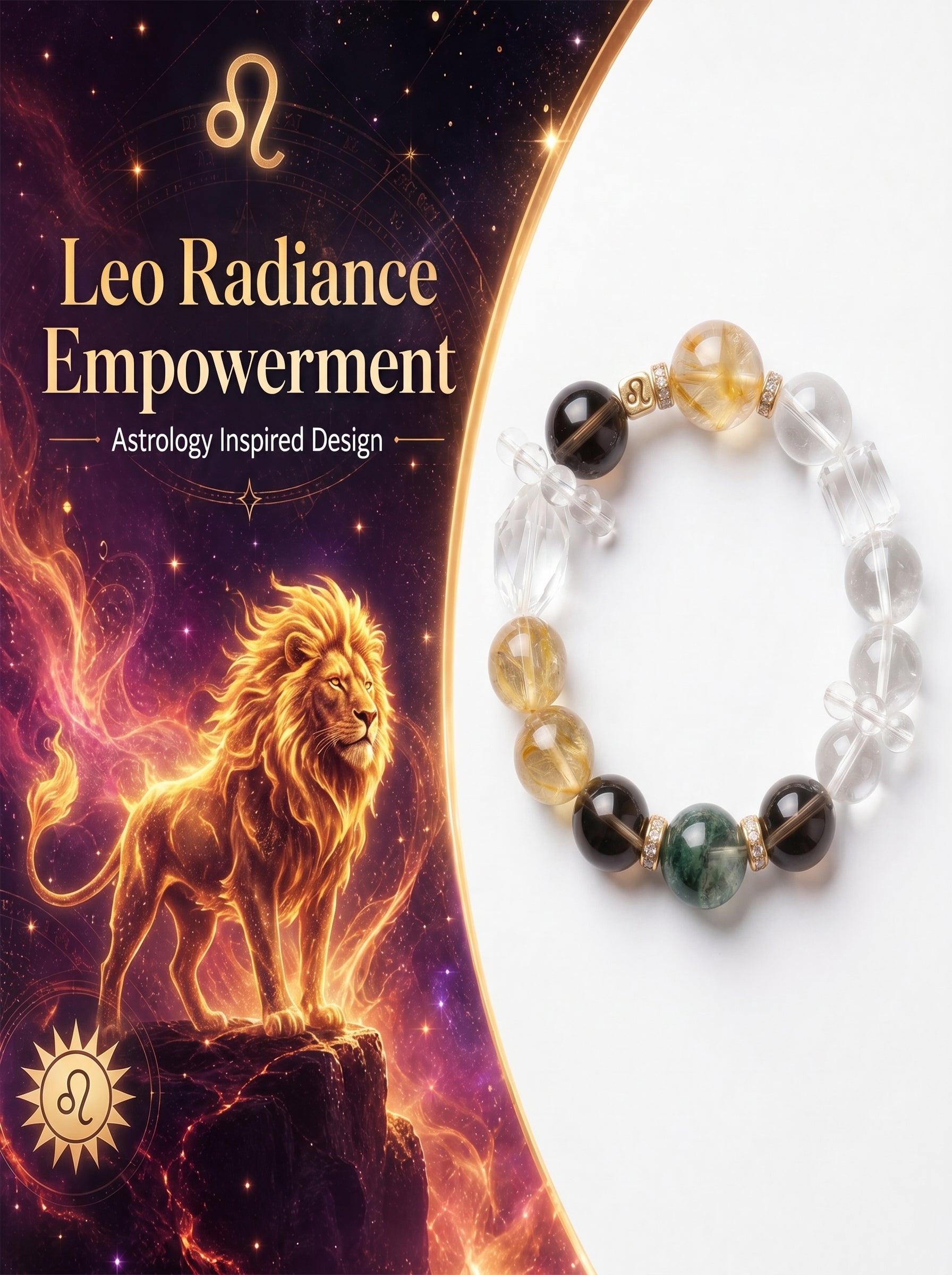 Leo Imperial Manifestation Crystal Bracelet | Citrine & Rutilated Quartz Talisman