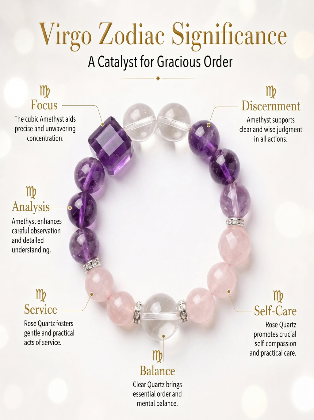 Virgo Empire Manifestation Crystal Bracelet | Rutilated Quartz & Green Phantom Talisman