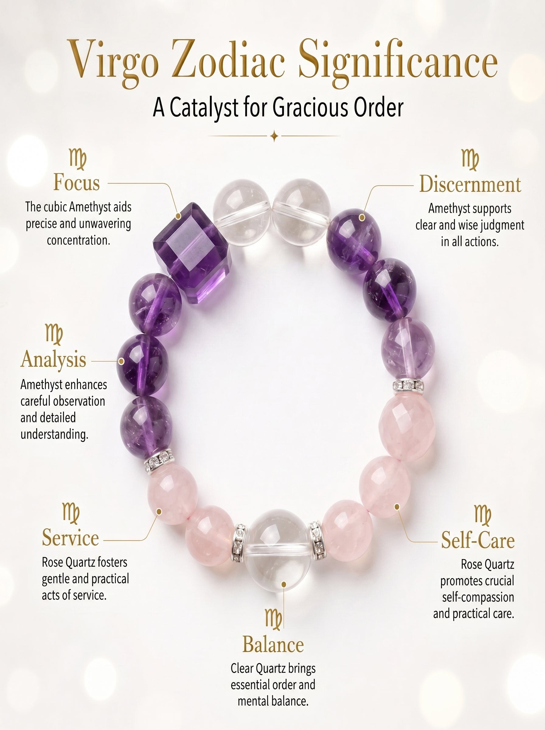 Virgo Empire Manifestation Crystal Bracelet | Rutilated Quartz & Green Phantom Talisman