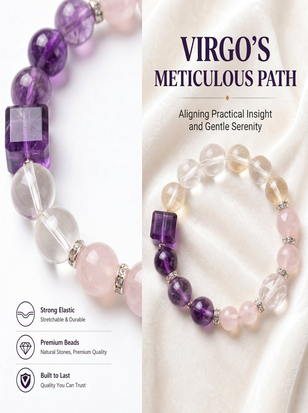 Virgo Empire Manifestation Crystal Bracelet | Rutilated Quartz & Green Phantom Talisman