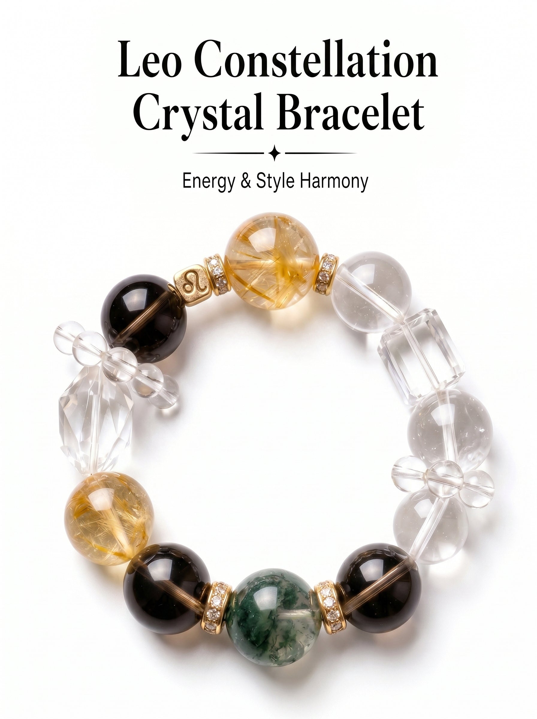 Leo Imperial Manifestation Crystal Bracelet | Citrine & Rutilated Quartz Talisman