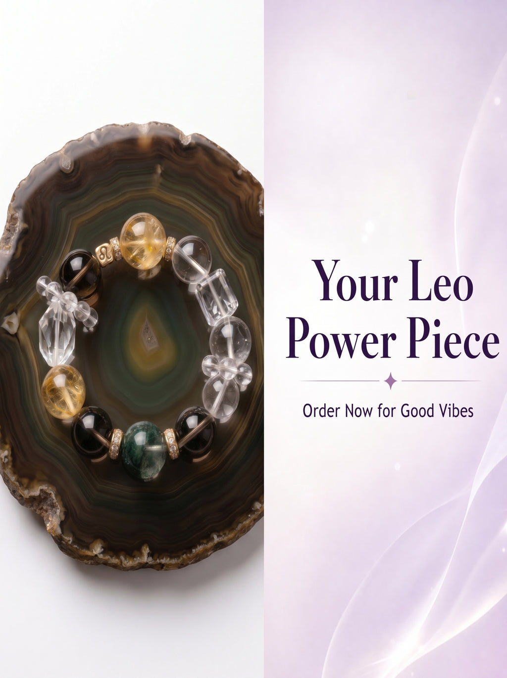 Leo Imperial Manifestation Crystal Bracelet | Citrine & Rutilated Quartz Talisman