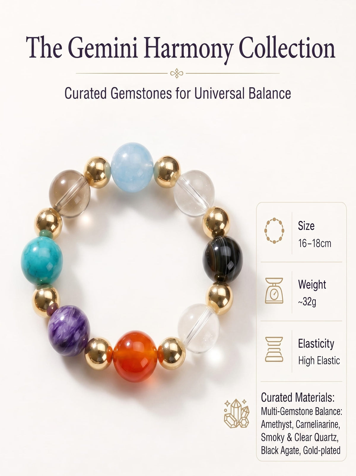 The Gemini Multi-Dimensional Manifestation Bracelet | Natural Green Phantom & Rutilated Quartz