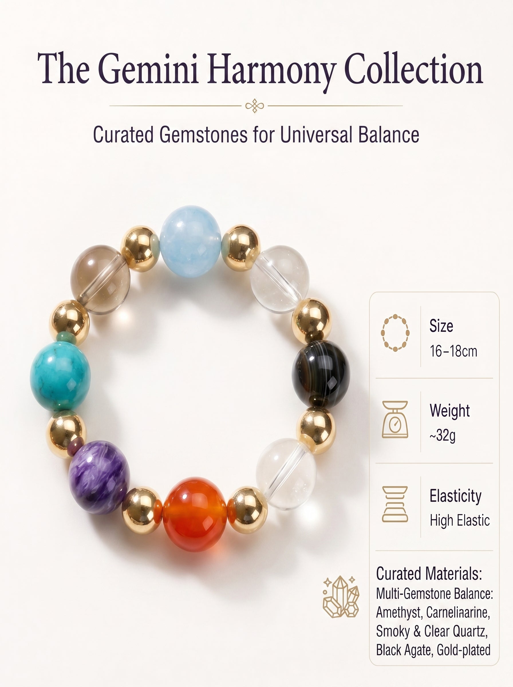 Gemini Multi-Dimensional Manifestation Crystal Bracelet | Green Phantom & Gold Rutilated Talisman