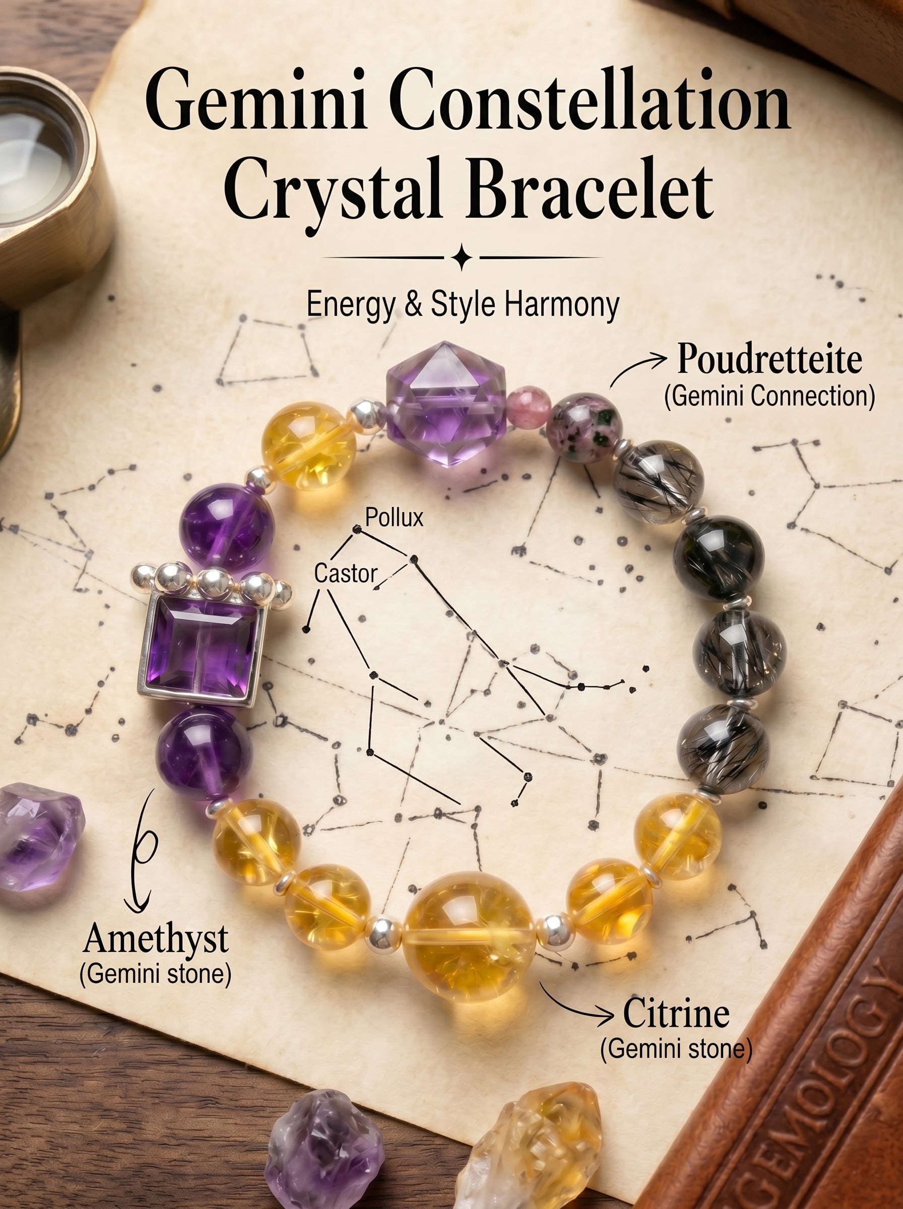 Gemini Sovereign Clarity Crystal Bracelet | Amazonite & Smoky Quartz Talisman