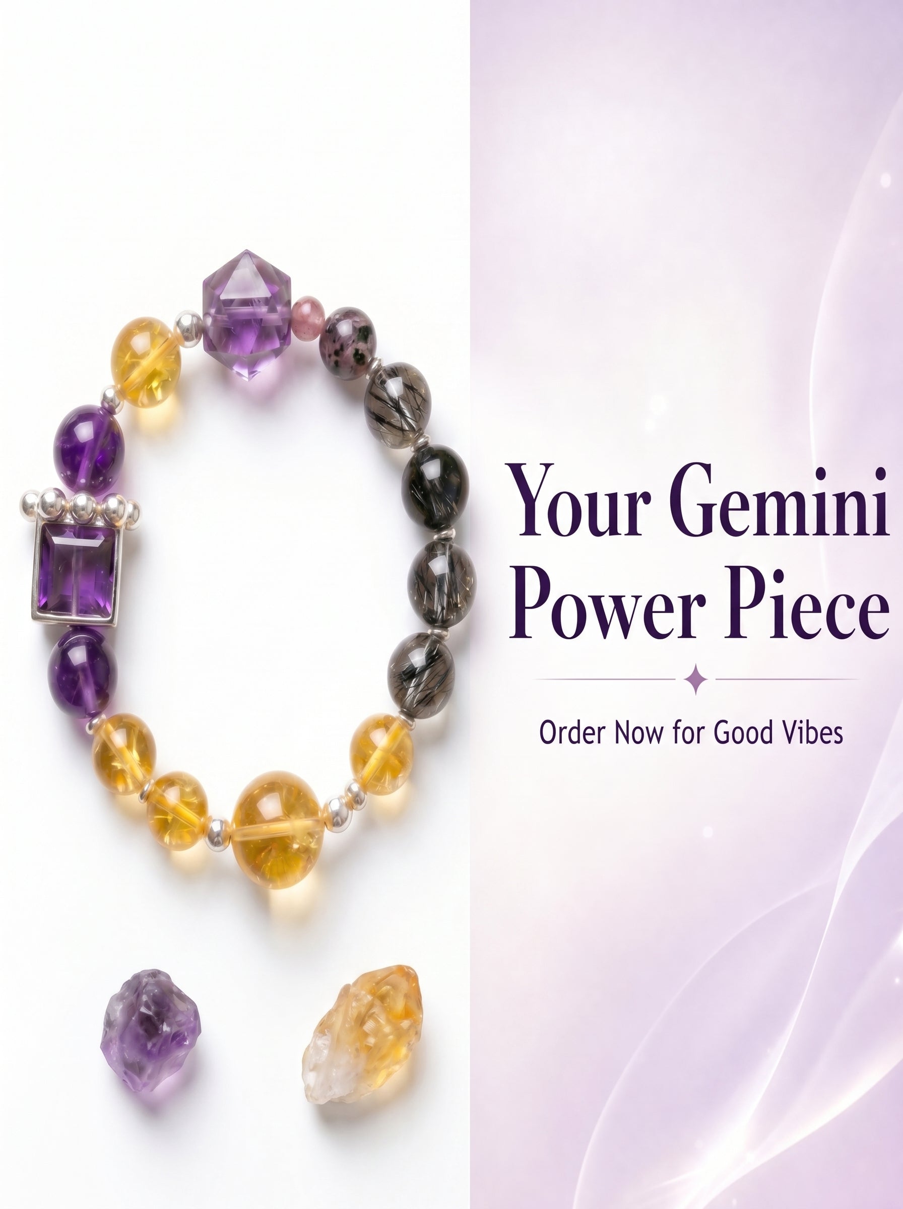 Gemini Sovereign Clarity Crystal Bracelet | Amazonite & Smoky Quartz Talisman