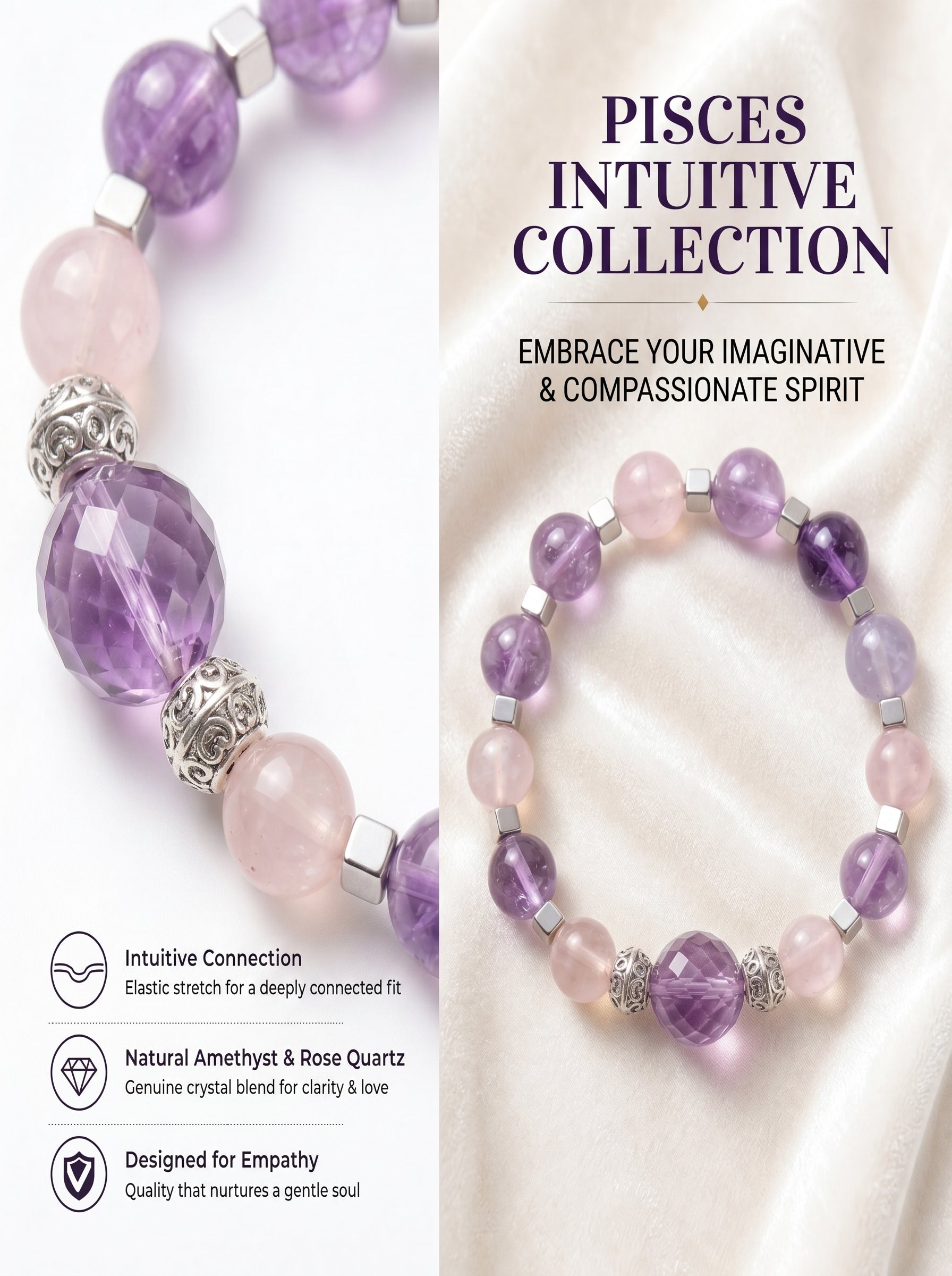 Pisces Cosmic Manifestation Crystal Bracelet | Moonstone & Labradorite Talisman