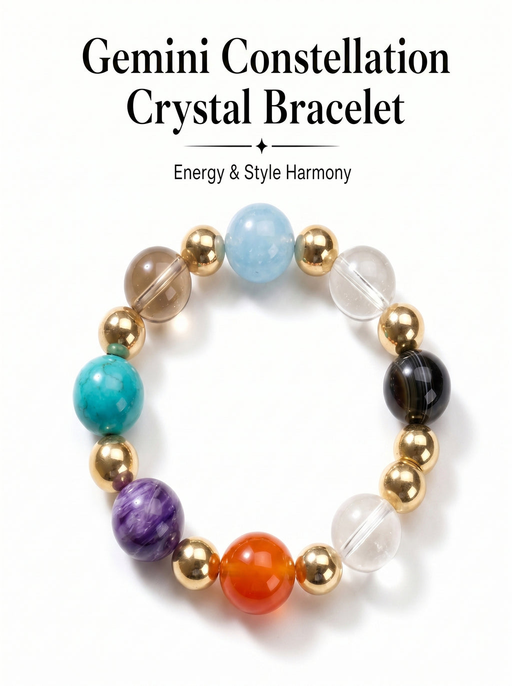 Gemini Multi-Dimensional Manifestation Crystal Bracelet | Green Phantom & Gold Rutilated Talisman