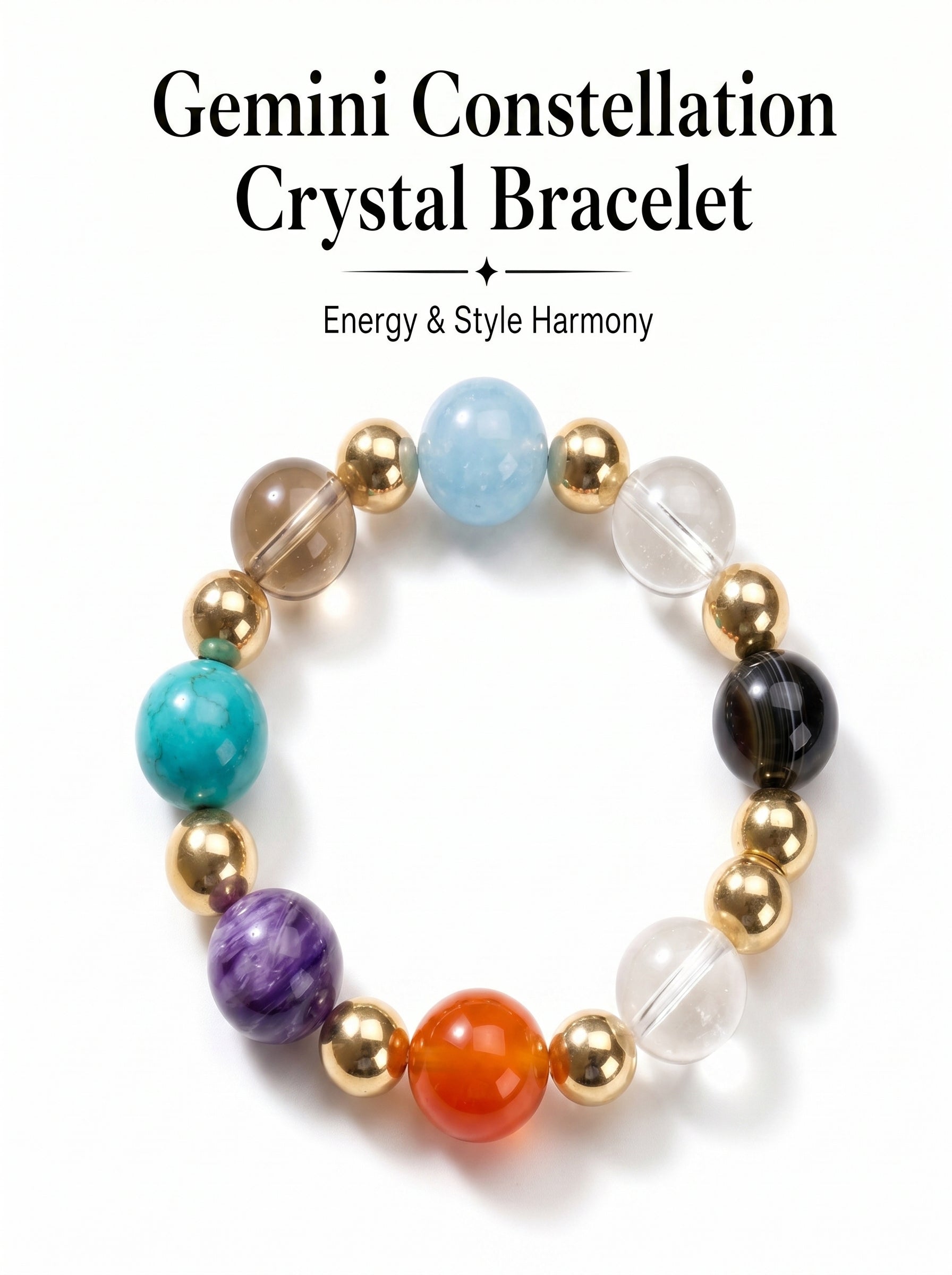 Gemini Multi-Dimensional Manifestation Crystal Bracelet | Green Phantom & Gold Rutilated Talisman