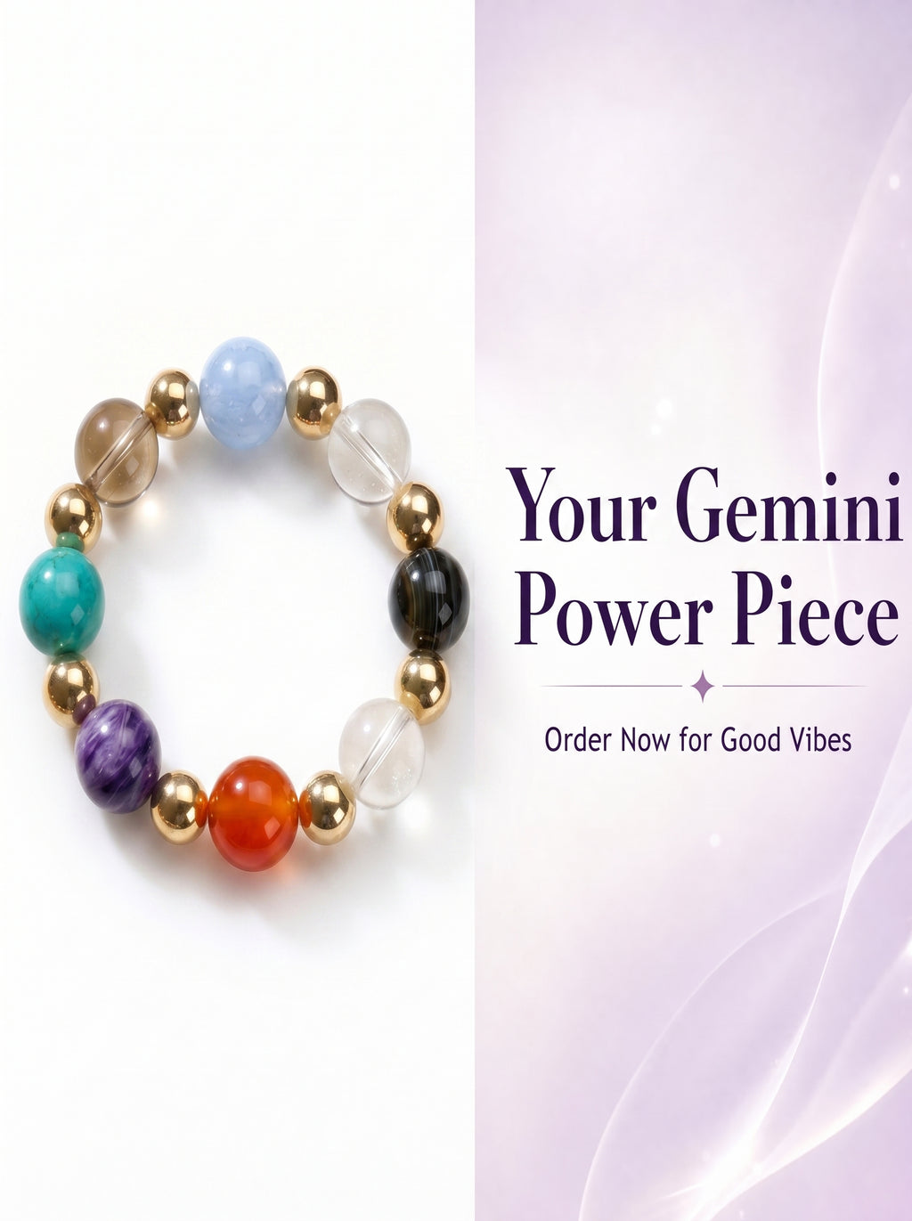 Gemini Multi-Dimensional Manifestation Crystal Bracelet | Green Phantom & Gold Rutilated Talisman