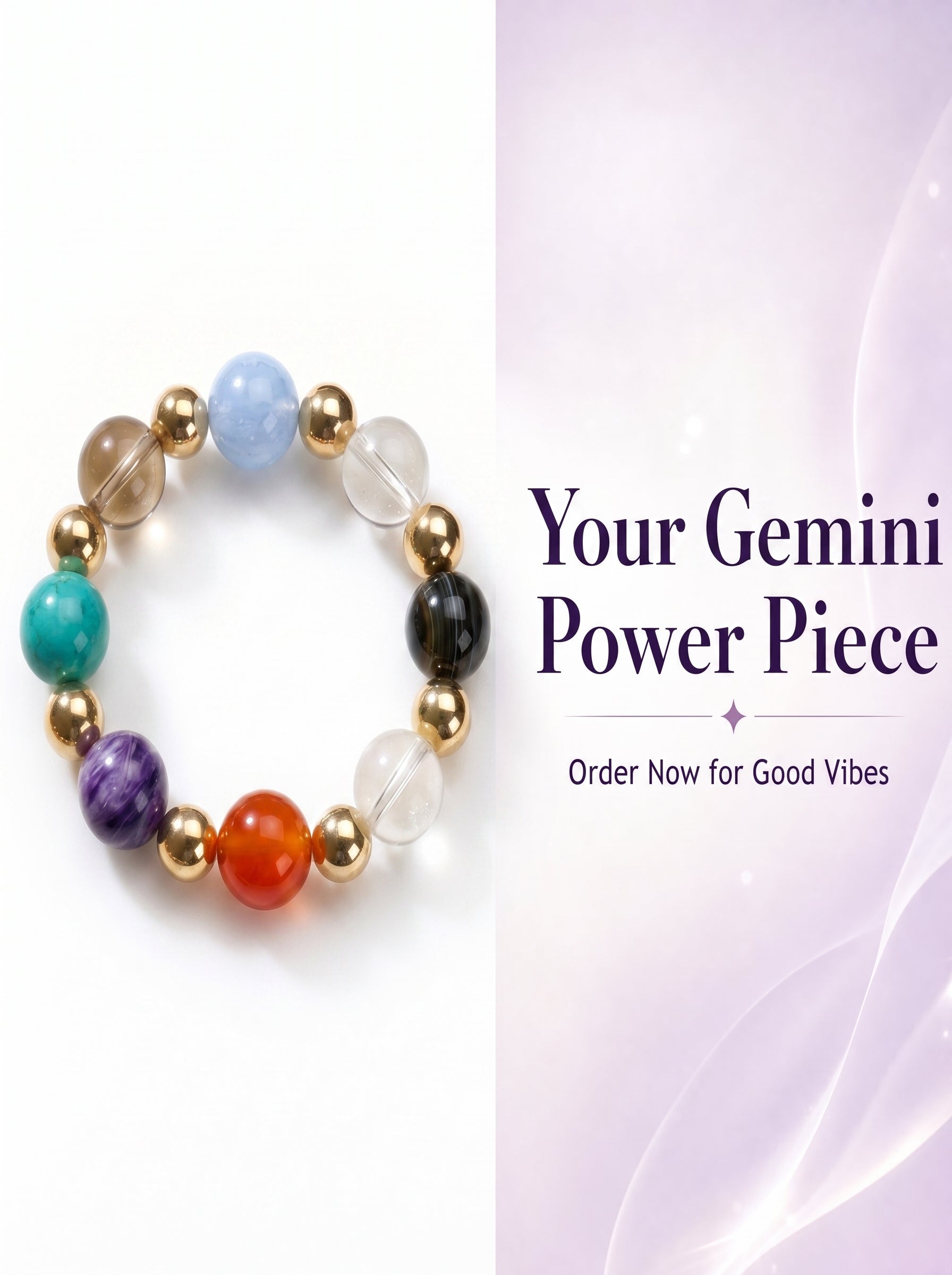 Gemini Multi-Dimensional Manifestation Crystal Bracelet | Green Phantom & Gold Rutilated Talisman